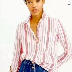 JCrew White/Red Stripe Gauzy Pullover - 8